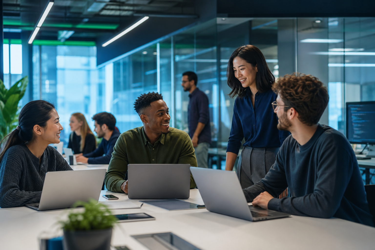 AD Systems engineers collaborating in a modern office